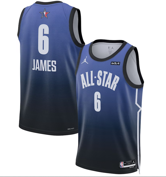 Men's 2023 All-Star #6 LeBron James Blue Game Swingman Stitched Basketball Jersey